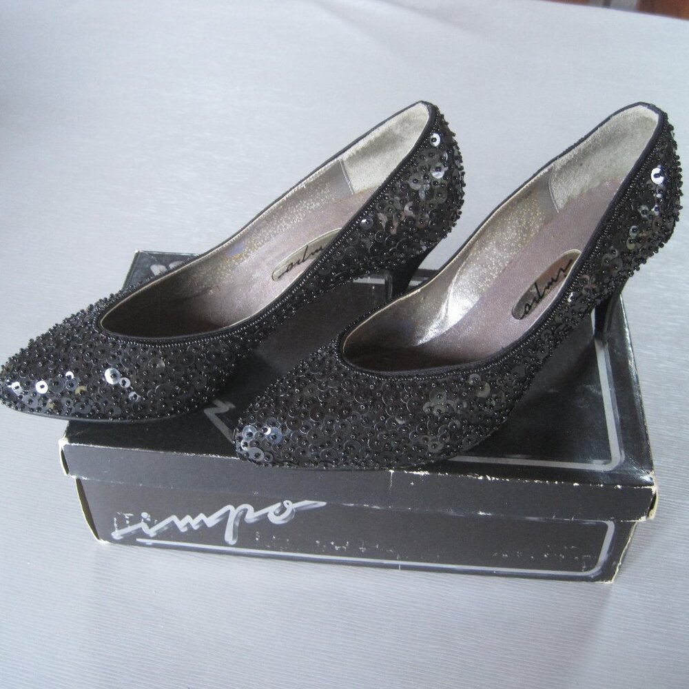 Style 7950 Sapphire Impo shoes Black sequined, 9.5B